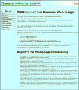 Erste Webseite Ramona Webdesign